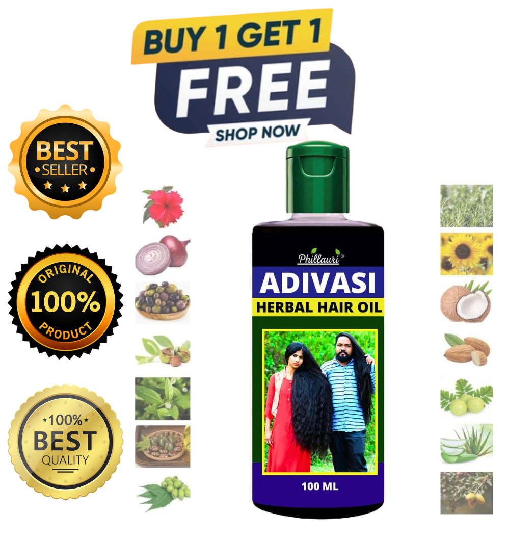 (Buy 1 Get 1 Free ) ADIVASI HERBAL HAIR OIL FOR REGROWTH AND LONG HAIR PURE NATURAL HAIR OIL