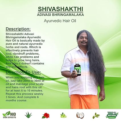 ADIVASI JEEVA HERBAL HAIR OIL FOR REGROWTH AND LONG HAIR PURE NATURAL HAIR OIL